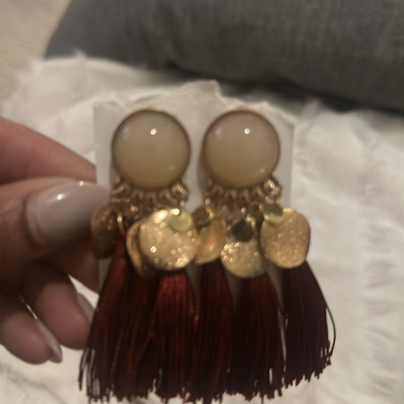 Vintage burgundy gray‎ earrings NWT - Picture 5 of 5